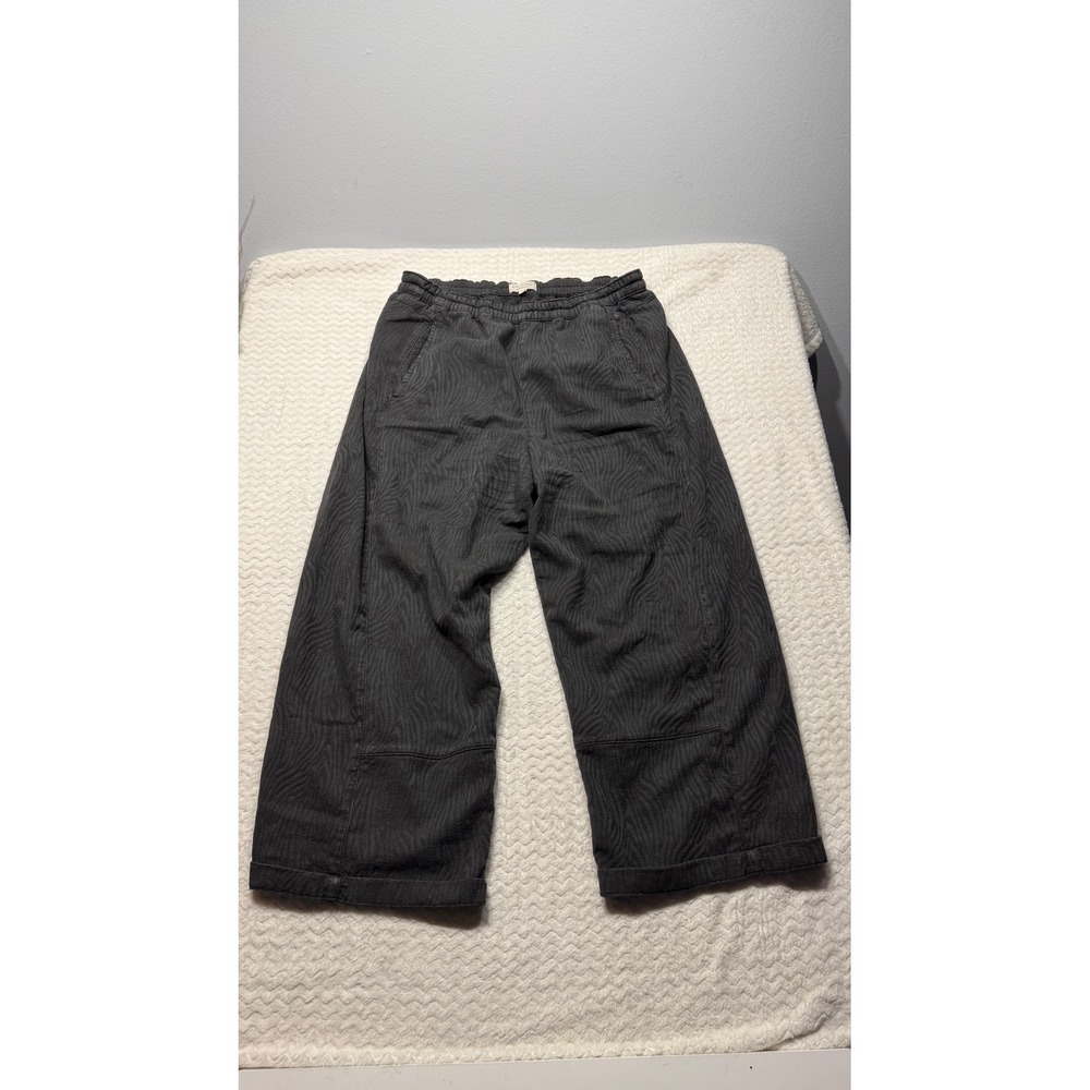Pilcro Anthropologie Charcoal Gray Textured Jacquard Wide Leg Cropped Pants L